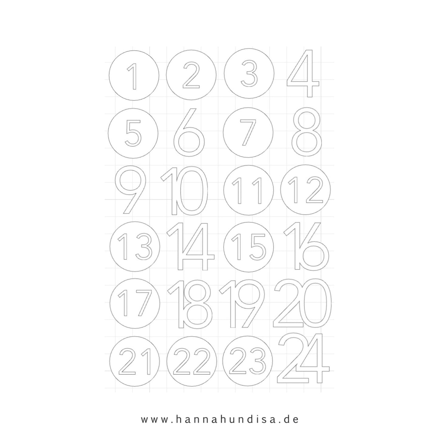 AUFKLEBER - ADVENTSKALENDERZAHLENhannahundisaHannah & Isa